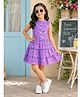 Kiddopanti Cotton Woven Sleeveless Honeybee Printed Layered Dress - Lilac