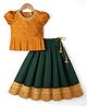 Babyhug Cotton Woven Half Sleeves Embroidered Choli & Lehenga Set - Green