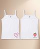 NUSYL Cotton Knit Pack Of 2 Sleeveless Heart & Strawberry Printed Camisoles - White