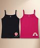 NUSYL Cotton Knit Pack Of 2 Sleeveless Strawberry & Rainbow Printed Camisoles - Black & Dark Pink