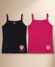 NUSYL Cotton Knit Pack Of 2 Sleeveless Strawberry Printed Camisoles - Black & Dark Pink