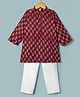 Babyhug 100% Cotton Cambric Woven Kurta and Pajama with Full Sleeves and Floral Embroidery in Red