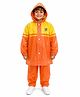 Viva Rainwear Full Sleeves  Colour Blocked Hooded Jacket & Pant Raincoat Set - Orange
