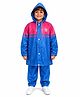 Viva Rainwear Full Sleeves  Colour Blocked Hooded Jacket & Pant Raincoat Set - Blue