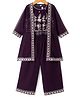 Babyhug Georgette Woven Top With Three-Fourth Sleeves Jacket & Palazzo Set - Wine