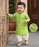 Babyhug 100% Cotton Cambric Woven Full Sleeves Floral Printed Dhoti Kurta Set - Green