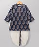 Babyhug Cambric Woven Full Sleeves Printed Kurta & Dhoti Set - Navy Blue
