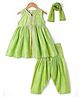 Babyhug Cotton Blend Woven Sleeveless Lace Detailing Kurti Salwar and Dupatta Set - Green