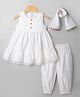 Babyhug Cotton Blend Woven Sleeveless Solid Kurti Salwar and Dupatta - White