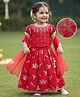 Babyhug Xhiffon Woven Half Sleeves Chinnon Sequin Floral Embroidered Lehenga Choli and Dupatta Set- Dark Pink