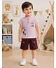 URBAN KOOL Lycra Knit Half Sleeves Rock Text Printed Tee & Shorts Set - Onion