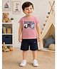 URBAN KOOL Lycra Knit Half Sleeves Boy & Typography  Printed Tee & Shorts Set - Onion