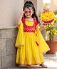 Babyhug Georgette Woven Half Sleeves Lehenga Choli and Dupatta Set With Floral Embroidery & Foil Print - Yellow