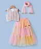 Babyhug Net Woven Sleeveless Sequinned Choli & Lehenga with Dupatta - White