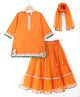 Babyhug Net Woven Embroidered Three-Fourth Sleeves Choli & Lehenga Set With Dupatta - Orange