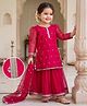 Babyhug Chiffon Three Fourth Sleeves Chinnon Floral Sequin Embroidered Lehenga Choli and Dupatta Set - Red