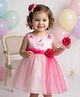 Many frocks & Satin Woven Sleeveless Floral Printed & Applique Detailed Dress - Pink