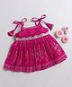 Many frocks & Chanderi Woven Sleeveless Gota Lace Embellished Floral Printed Ethnic Dress - Pink