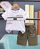 Unfab Cotton Tencel Blend Knit Half Sleeves Typography Printed Tee & Shorts Set - White