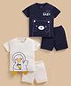 Unfab Interlock Knit Pack Of 2 Half Sleeves Teddy & Duck Printed Tees & Shorts Set - Navy Blue & White