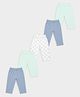 Mi Arcus 100% Cotton Knit Pack Of 5 Solid & Star Printed Pyjamas   - Multi Colour