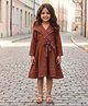 Peekaaboo Kids Cotton Woven Full Sleeves Solid Dress - Rust