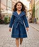 Peekaaboo Kids Cotton Woven Full Sleeves Solid Dress - Teal Blue