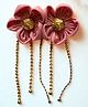 Knotty Ribbons  Floral Applique Detailed Alligator Hair Clip - Peach