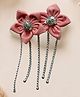 Knotty Ribbons  Floral Applique Detailed Alligator Hair Clip - Peach