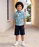 BT DEZINES Cotton Blend Woven Half Sleeves Geometric & Typography Printed Shirt &  Shorts Set - Powder Blue