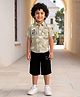 BT DEZINES Cotton Blend Woven Half Sleeves Geometric & Typography Printed Shirt &  Shorts Set - Sand Beige