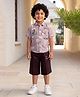 BT DEZINES Cotton Blend Woven Half Sleeves Geometric & Typography Printed Shirt &  Shorts Set - Dusty Pink