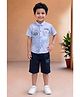 BT DEZINES Cotton Blend Woven Half Sleeves Abstract & Typography Printed Shirt & Shorts Set - Ice Blue
