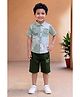 BT DEZINES Cotton Blend Woven Half Sleeves Abstract & Typography Printed Shirt & Shorts Set - Sage Green