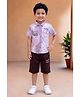 BT DEZINES Cotton Blend Woven Half Sleeves Abstract & Typography Printed Shirt & Shorts Set - Dusty Pink