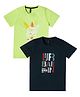 Earth Conscious Cotton Knit Pack Of 2 Half Sleeves Surf Dude & Urban Text Printed Tees - Lime Green & Navy Blue