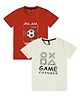 Earth Conscious Cotton Knit Pack Of 2 Half Sleeves Football & Game Text Printed Tees - Red & Beige