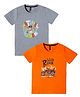 Earth Conscious Cotton Knit Pack Of 2 Half Sleeves Bike  Printed Tees - Orange & Grey