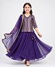 Piccolo Organza Woven Three Fourth Sleeves Lace Embellished Choli & Lehenga Set With Dupatta - Purple