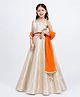 Piccolo Organza Woven Three Fourth Sleeves Shimmer Detailed Choli & Lehenga Set With Dupatta - Golden