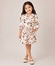 Piccolo Rayon Woven Three Fourth Sleeves Floral Printed Coordinating Top & Skirt Set - White