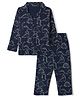Babyhug Cotton Knit Full Sleeves Co-Ords Shirt & Pyjama Night Suit with Dinosaur Print - Navy Blue