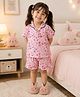 The Magic Wand 100% Cotton Woven Half Sleeves Animals Printed Coordinating Shirt & Shorts Night Suit Set - Peach