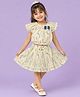 The Magic Wand Woven Cap  Sleeves Bow Applique Detailed  Top & Skirt Set - Yellow