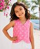 The Magic Wand Cotton Woven Sleeveless Leaves Printed Top - Pink