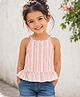 The Magic Wand Cotton Woven Sleeveless Striped Top - Pink