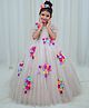 Li&Li BOUTIQUE Net Woven Half Puffed Sleeves Floral Applique Detailed Gown - Wheat Beige