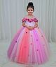 Li&Li BOUTIQUE Net Woven Half Cold Shoulder Floral & Star Applique Detailed Colour Blocked Gown - Pink