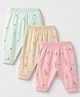 Zero Cotton Interlock Knit Full Length Lounge Pants Woth Animal Print Pack of 3 in Pink
