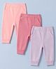 Zero Interlock Knit Full Length Solid Leggings Pack of 3 - Lavender, Pink & Light Peach